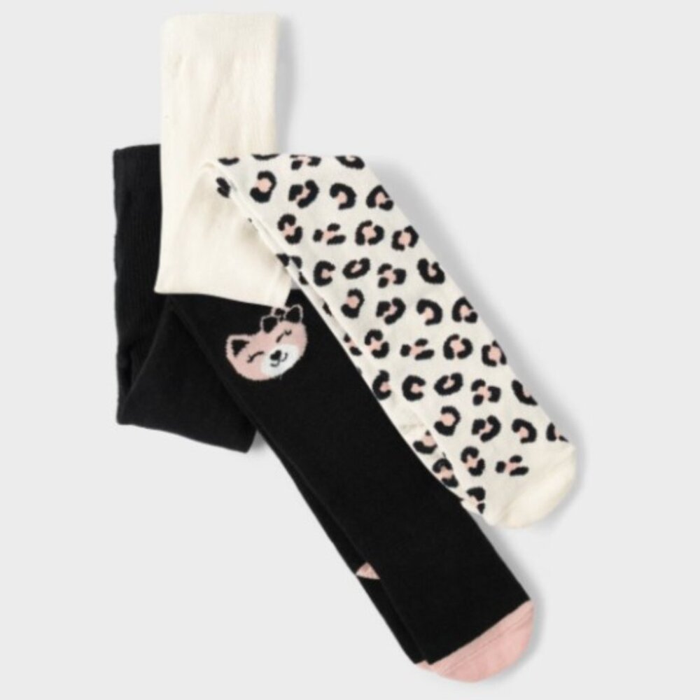 NWT Gymboree Girls Cat Leopard Tights 2-Pack-VARIOUS